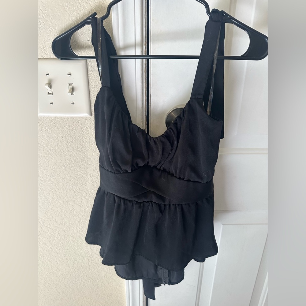 Black tank top with tie in the back